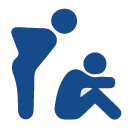 icon of a person standing over another person sitting down