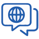 icon of speech bubbles with globe