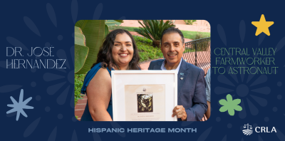 Jose Hernandez, former NASA astronaut and Jessica Jewell, President and CEO of CRLA at CRLA's 2025 Tardeada