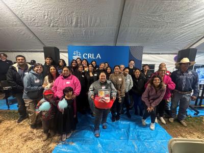 La Hacienda residents celebrate legal victory with CRLA staff and partners in Fresno in 2025