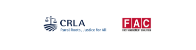 logos of California Rural Legal Assistance, Inc. and First Amendment Coalition