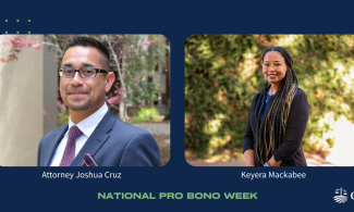 Photos of Attorney Joshua Cruz and Keyera Mackabee above text that reads National Pro Bono Week