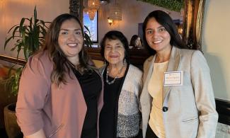 Jessica Manriquez Jewell, CRLA President & Ceo on the left, Dolores Huerta, Activist, in the middle, Marisol Aguilar, CRLA Executive Vice President & Deputy CEO, on the right 
