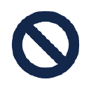 icon of a circle with a diagonal line through it